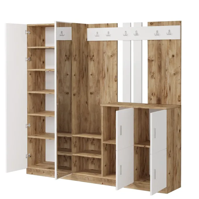 Zelino (187,2 x 180 x 37,5 cm) Hallstativ Atlantisk furu Vit
